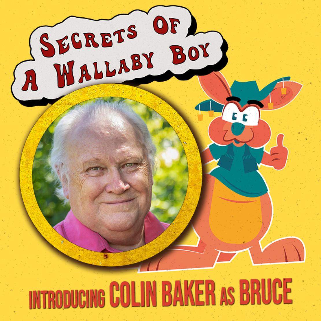 Colin Baker and Bruce the wallaby